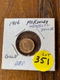 1916 McKinley Memorial scene GOLD $1 coin.