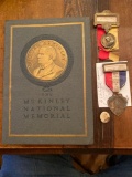 1907 McKinley National Memorial dedication booklet, 1937 National Encampment badge