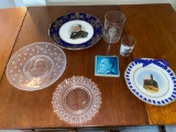 (7) McKinley souvenirs incl. McKinley Hobart glass plate, Canton Court House, etc.