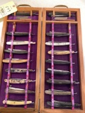 Collection of (18) straight razors w/ storage case.