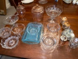 (16) Pcs. Glassware incl. (2) Heisey bowls, pink biscuit jar, candlewick bowl