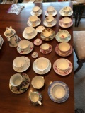 Tea Cups and Saucers, Whieldonware Teapot, English and German Sets