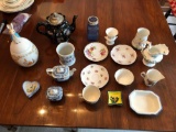 Tea Cups, Teapot, Beatrix Potter Covered Bunny Dish