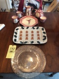 Molly Dallas 6 Piece Christmas Spongeware Set, Gingerbread Platter, Clear Glass Christmas Platter
