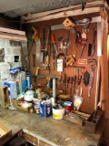 Peg Board Contents, Hand Tools, Saws, Cheese Box