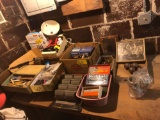 Tabletop Contents, Electronics, Paintbrushes, Steel Balls, Organizing Bins