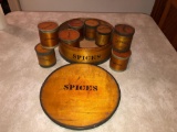 Wood Spice Box with Wood Spice Containers