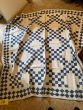 Blue & white quilt, hand sewn.