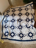 Blue & white quilt top.