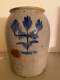 Blue decorated stoneware jar, 11