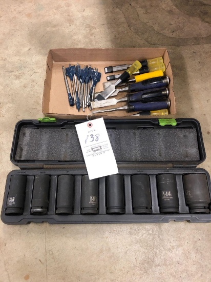 Wood chisels, spade bits and 3/4" drive impacts