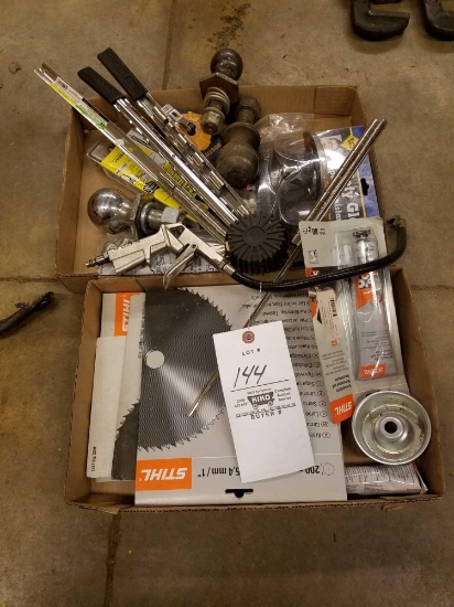 Stihl cutting blades, trailer balls, socket organizers