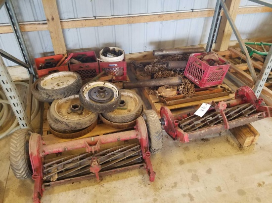 Reel mower parts, reels, wheels, chain