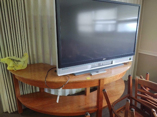 Crescent Shape wood Stand & Sony 60" TV
