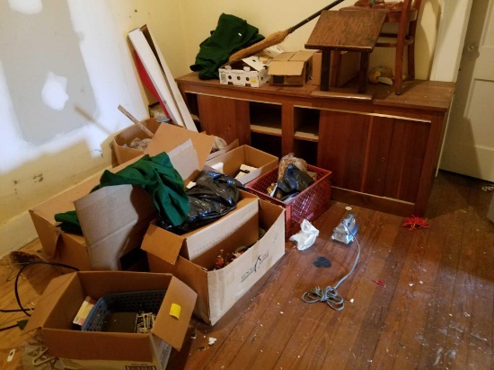 Contents of room, hardware, chair, cabinet
