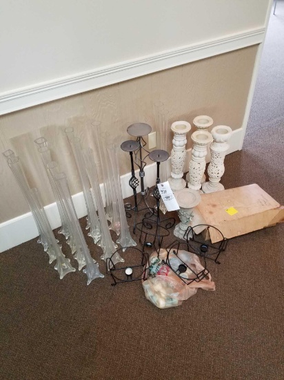 Glass vases, metal and composite candle holders