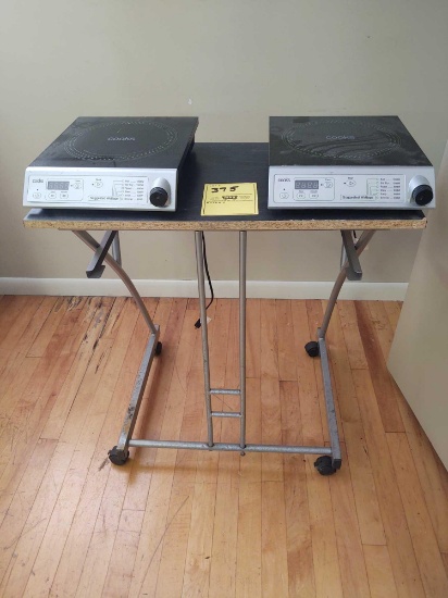 2 Cooks Electric Burners and rolling stand