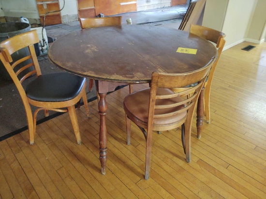 Wood table with four chairs