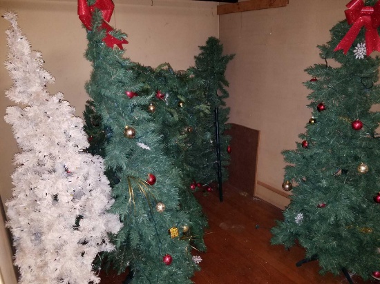 6 Christmas trees, assorted sizes