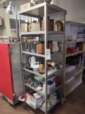Metal Shelf with assorted coffee pitchers & pitchers