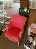 Upholstered, leather armchairs