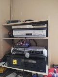 Sherwood stereo, Behringer nuke, Samsung DVD and VHS player and Sharp DVD player