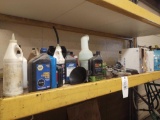 Assorted grease guns, Grease, cleaners, oils and oil pans