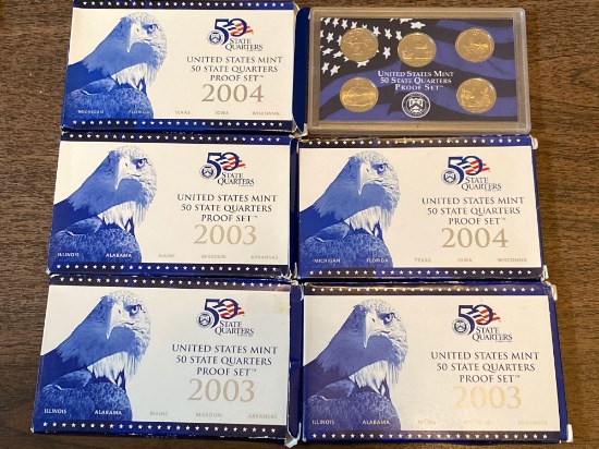 (5) State Quarter proof sets (2003, 2004). Bid x 5.