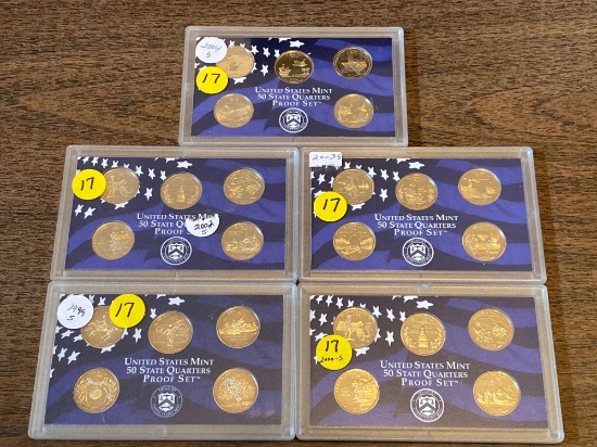 (5) State Quarter Proof sets (1999-S, 2000-S, 2002-S, 2003-S, 2004-S).