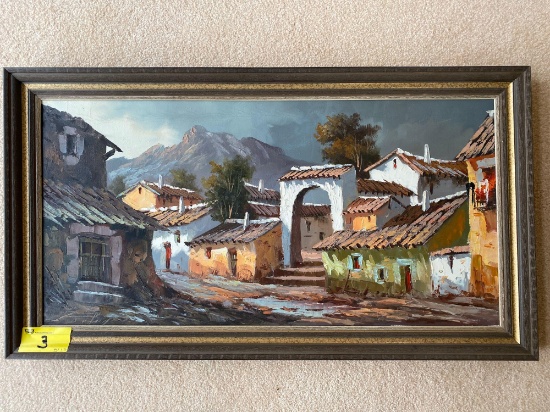 Oil on canvas, signature?, 43.5" x 24" frame size.