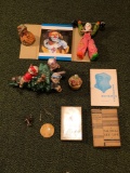 Clown Mirror, Paper Mache Clown, Ceramic Elf and Tree, Books