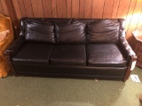 3-Cushion Leather Sleeper Sofa