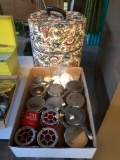Ashtrays, Candle Holders, Hatbox with Wig, Sterno Cans