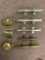 5 Brass boat ship parts, cleats, light covers, pulley