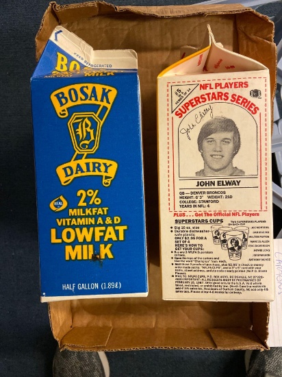 (2) Bosak Dairy Milk Cartons (John Elway)