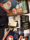 Vintage Christmas stencils, knitting manuals, chessman etc