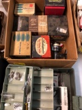 Box of fishing reels, tackle box , some boxes are empty