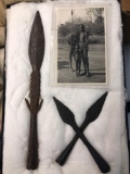 African iron spear , points, postcard