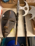 Africa mask and 2 ceremonial axes