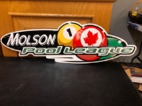 Molson pool league metal sign