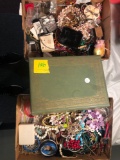 2 flats and 1 jewelry box full of costume jewelry