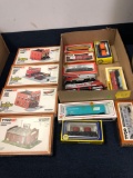 Tyco train buildings and cars HO scale