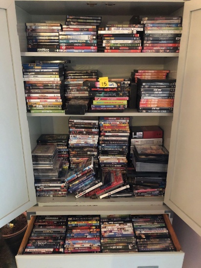 Large collection of DVDs, cabinet not included