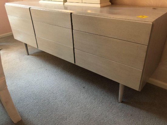 Modern gray washed wooden sideboard with 9 drawers