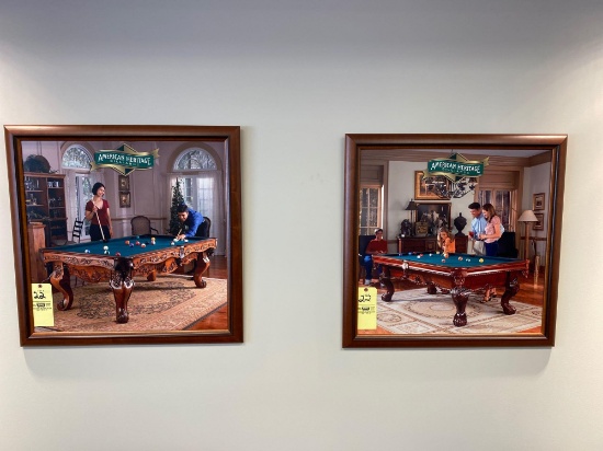 3 framed billiard prints