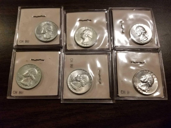 Silver quarters, bid x 6