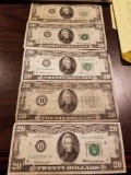 $20 bills, series 1934, 1950B, 1963A, 1969, 1969. Bid x 5