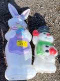 Plastic Easter bunny & snowman