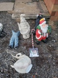 Santas, swan, overall planter, Christmas