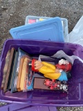 2 totes of fire fighter memorabilia and cassette tapes